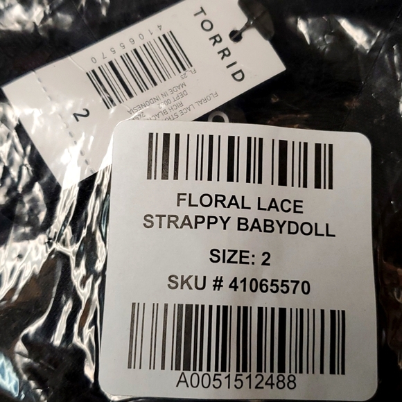 ❤️NWT VINTAGE TORRID LINGERIE - FLORAL LACE WIRELESS STRAPPY SHEER BABYDOLL   2X - Picture 6 of 9